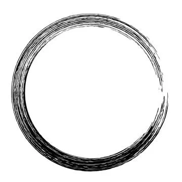 Round grudge frame isolated on white. Brush stroke circle. Easy to edit vecto Stock Illustration