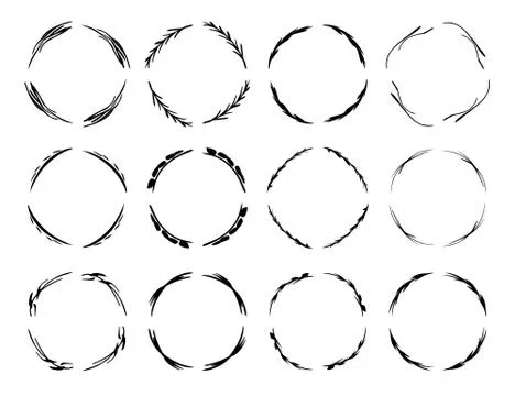 Round grunge frames. Empty borders isolated. Vector illustration. Stock Illustration