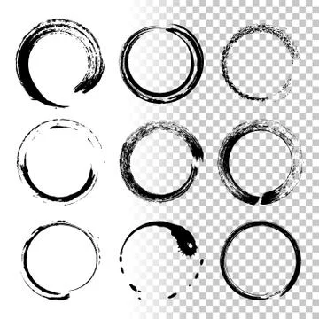 Round grunge frames isolated on transparent background. Vector design element Illustrazione stock