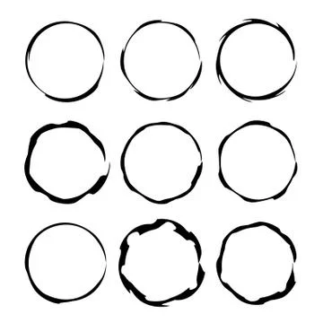 Round grunge frames. Set of  borders.  Vector illustration. Illustrazione stock