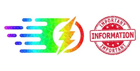 Round Grunge Important Information Stamp Seal with Vector Triangle Filled Illustrazione stock