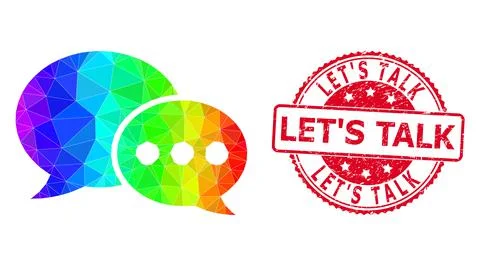 Round Grunge Let'S Talk Seal Imprint With Vector Triangle Filled Forum Messages Stock Illustration