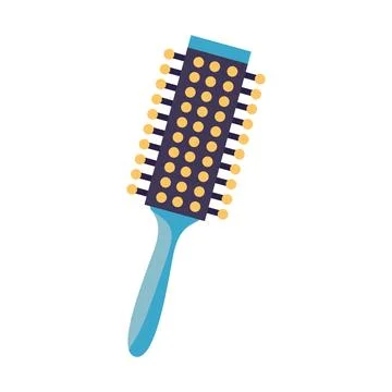 Round hair comb with handle in flat design. Professional hairdresser tool. .. Illustration