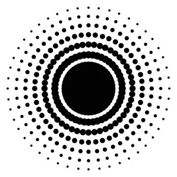 Round halftone gradient. Circular dot pattern effect Stock Illustration