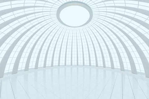 Round hall architecture background, 3d rendering. Stock Illustration