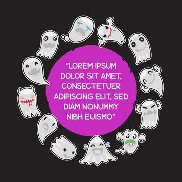 Round Halloween Frane with Ghosts Stock Illustration