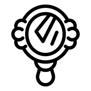 Round hand mirror with handle reflecting light beams Illustration