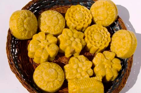 Round handmade soaps Stock Photos