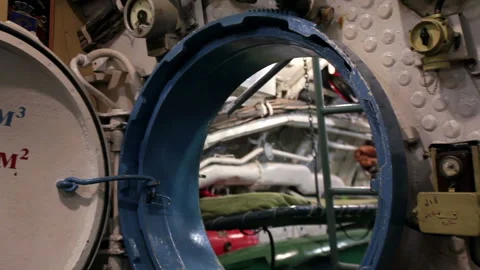 Round hatchway submarine Stock Footage 88544569