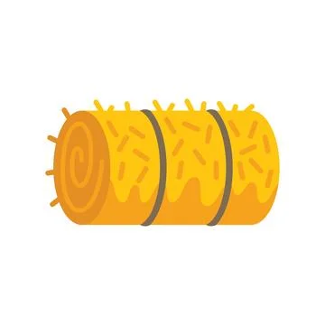 Round hay bale tied with strings lying horizontally Stock Illustration
