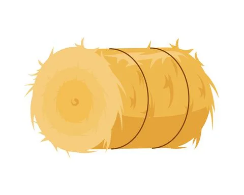 Round haystack. Golden bandaged roll of grass Stock Illustration