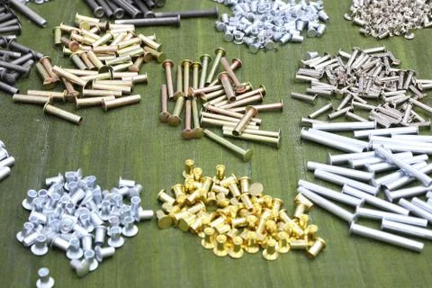 The round head rivets ; manufacturing process Stock Photos