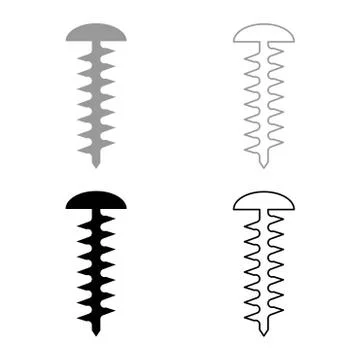 Round head screw Self-tapping Hardware Construction element icon outline set  Stock Illustration