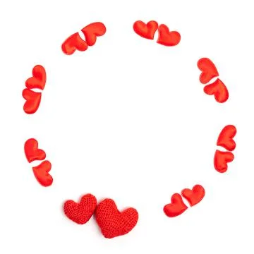 Round hearts frame on white background. Valentines day celebration. Love card Stock Photos