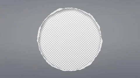 Round hole composition in grey paper with torn edges and soft shadow is on Stock Illustration