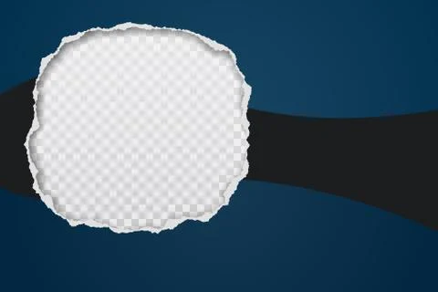 Round hole composition in paper with torn edges, blue gradient and soft shadow Stock Illustration