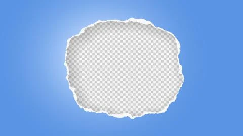 Round hole composition in paper with torn edges, blue gradient and soft shadow Stock Illustration