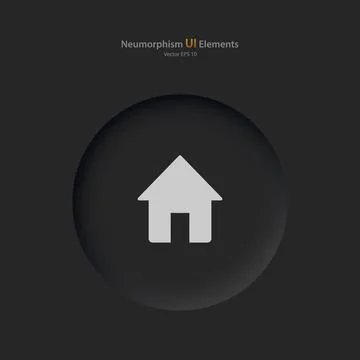 Round home page button on a black background. User interface elements in the Stock Illustration