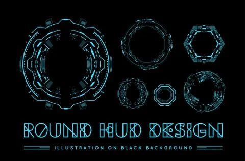 Round HUD futuristic user interface. Sci-Fi future technology display design イラスト素材