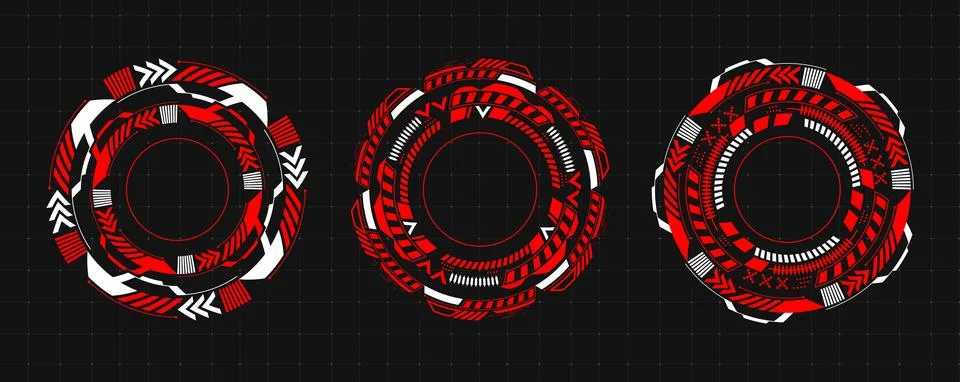 Round hud interface, circular tech elements イラスト素材