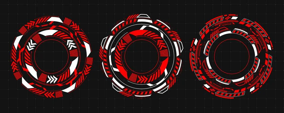 Round hud interface, circular tech elements Illustrazione stock