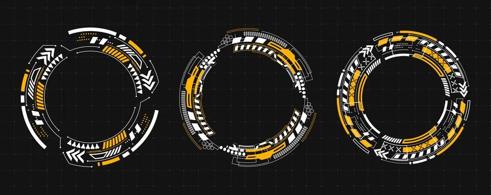 Round hud interface, circular tech elements イラスト素材