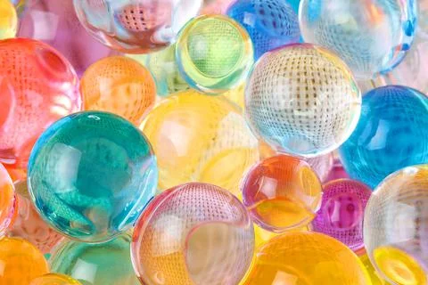 Round hydrogel balls multicolored Foto stock