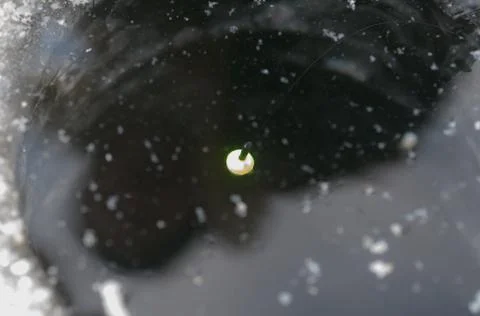 Round ice in the ice with a float on the line. Stock Photos