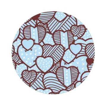Round icon with abstract hearts pattern, cupcakes form temlpate Stock Illustration