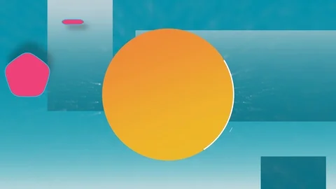 Round icon with copyspace for text product or logo over colorful geometric Stock Footage 124160736