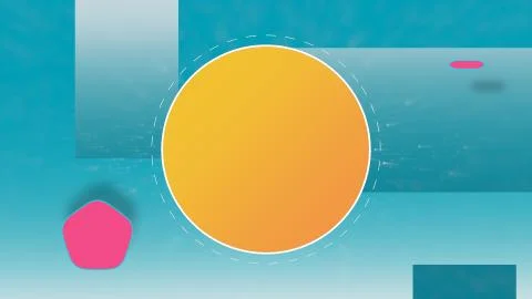 Round icon with copyspace for text product or logo over colorful geometric 库存插图