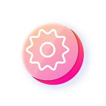 Round icon with a gear, glasmorphism, gradient pink color, blur. Stock Illustration