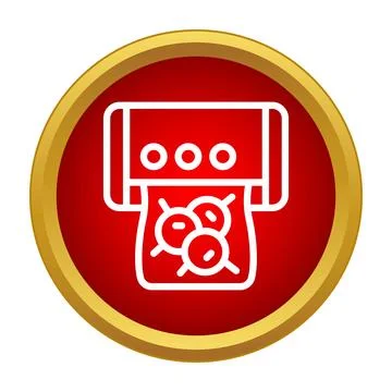 Round icon showing slot machine payout with three money coins Stock Illustration