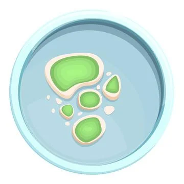 Round icon showing tropical islands from above Stock Illustration