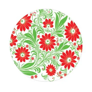 Round icon with spring flowers pattern, cupcakes form temlpate Illustrazione stock