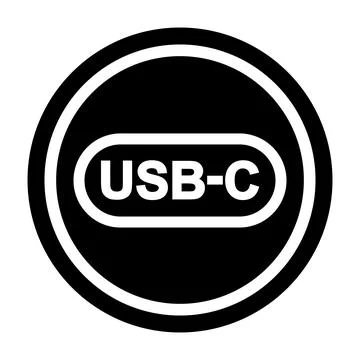 Round icon usb type c cable, plug usb c connector Stock Illustration