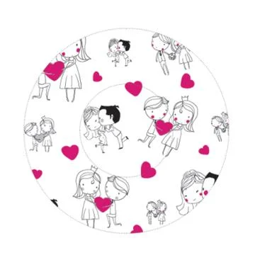 Round icon with wedding pattern, cupcakes form temlpate Illustrazione stock