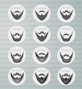 Round icons beard with mustache Stock Illustration