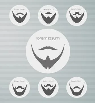 Round icons beard with mustache Stock Illustration