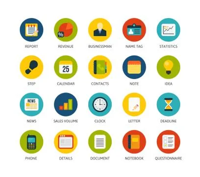 Round icons thin flat design, modern line stroke style Illustrazione stock