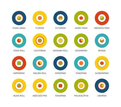 Round icons thin flat design, modern line stroke style Illustrazione stock