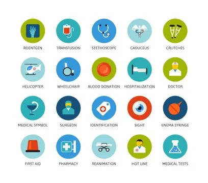 Round icons thin flat design, modern line stroke style Stock Illustration