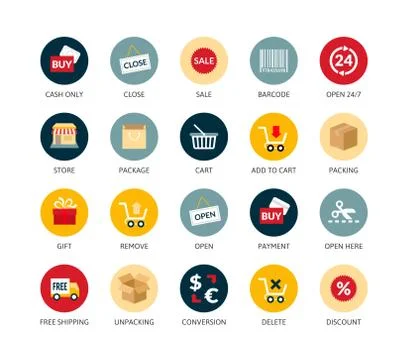 Round icons thin flat design, modern line stroke style Stock-Illustration
