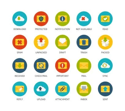 Round icons thin flat design, modern line stroke style Stock-Illustration