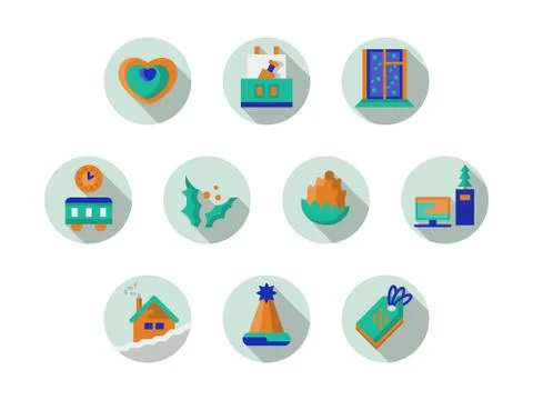 Round icons vector collection for Xmas holidays Stock Illustration