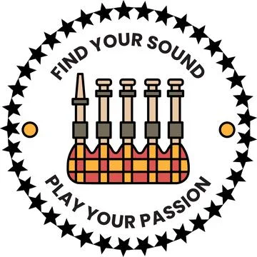 A round illustration with a star pattern and the words find your sound Illustrazione stock