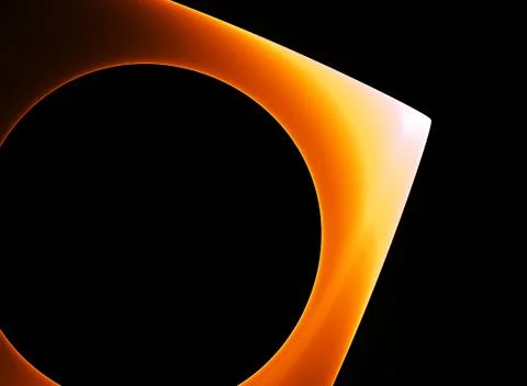Round incandescent shape on a black Stock Illustration