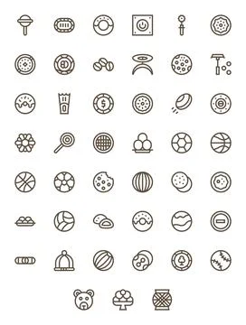 Round including 45 Retina Ready Bold Line Vector Illustrations Stock Illustration