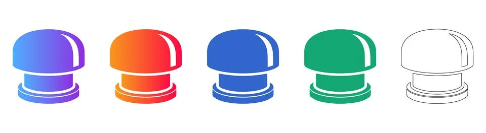 Round Industrial Button Vector Icon Set Stock Illustration