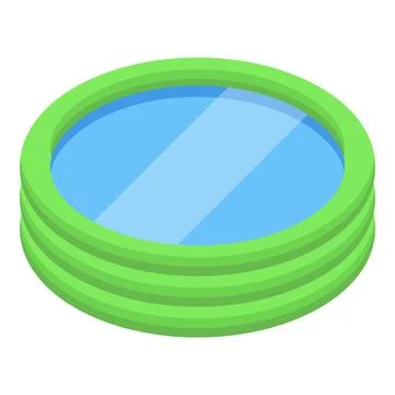 Round inflatable paddling pool filled with water for summer fun Stock Illustration